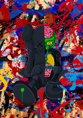 Kaws Abstract Inspired Poster Modern Wall Art Poster, Pop Culture