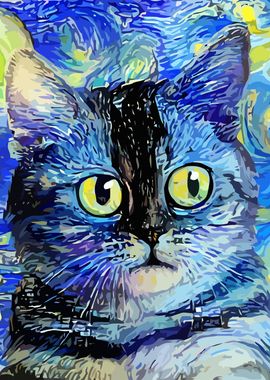 Starry Night Tabby Cat