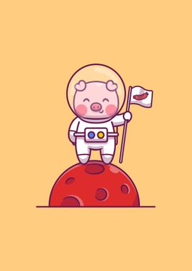 Cute pig astronaut