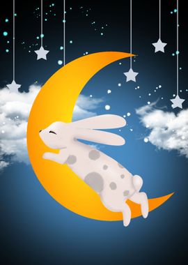 Sleeping Bunny at the Moon