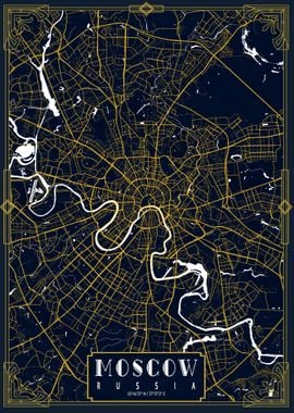 Moscow City Map Gold