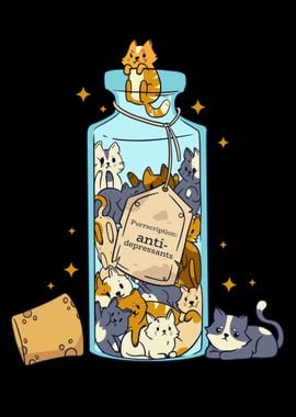 Funny Cats in the Bottle