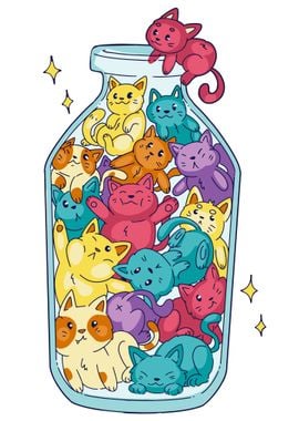 Funny Cats in the Bottle