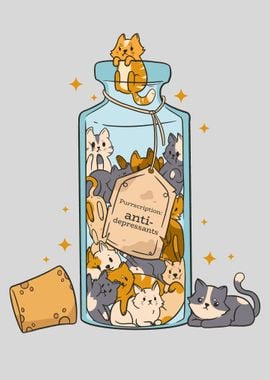 Funny Cats in the Bottle