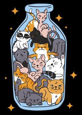 Funny Cats in the Bottle