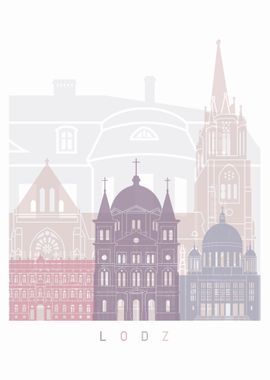 Lodz skyline poster