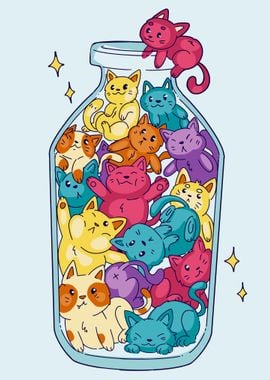 Funny Cats in the Bottle