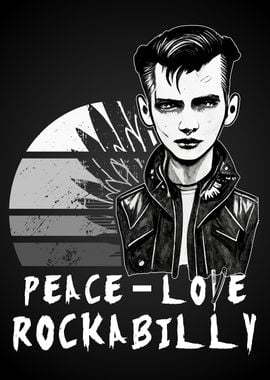 Peace Love Rockabilly' Poster, picture, metal print, paint by BestPrints