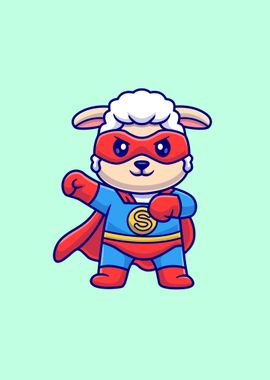 Cute sheep super hero