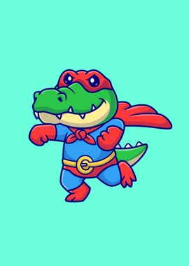 Cute crocodile super hero