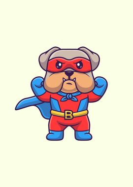 Cute bulldog super hero