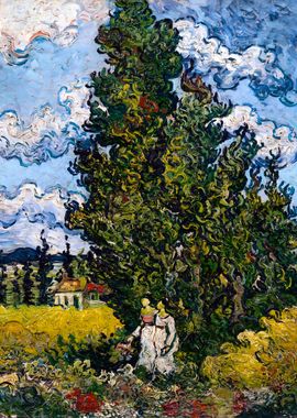 Cypresses and Two Women