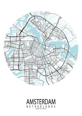 Amsterdam City Map Circle