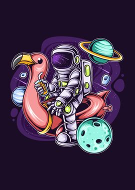 astronaut sitting flamingo