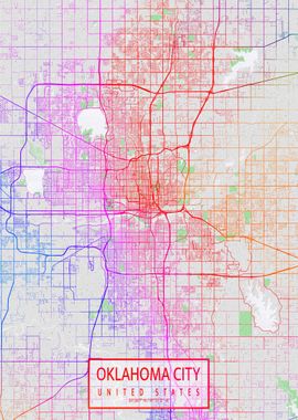 Oklahoma City Map Colorful