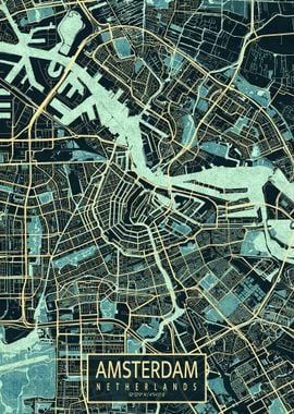 Amsterdam City Map Summer