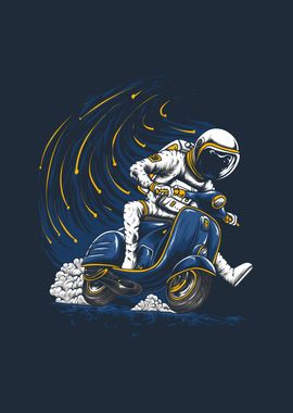 Astronaut riding vespa