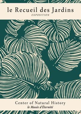 Green Monstera Linocut Art