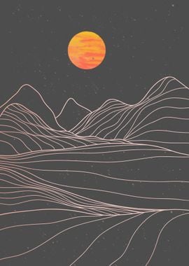 Abstract Mountain line art