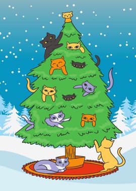 Christmas Tree with Cats