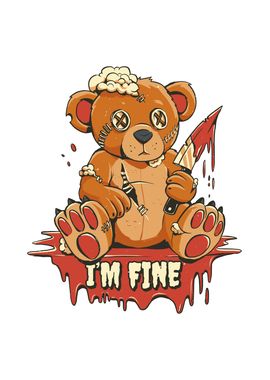 Scary teddy bear design Poster picture metal print paint by thetshirtshop2020 Displate