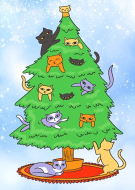 Christmas Tree with Cats