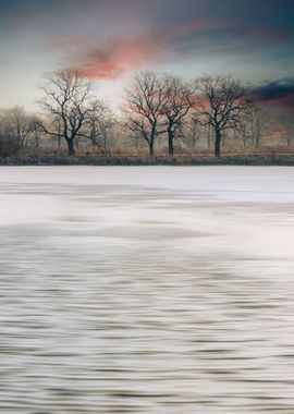 Winter lake, reflection