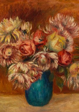 Flowers In A Green Vase