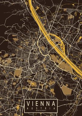 Vienna City Map Pastel