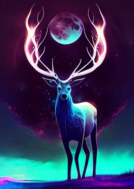 Deer and Moon Painting