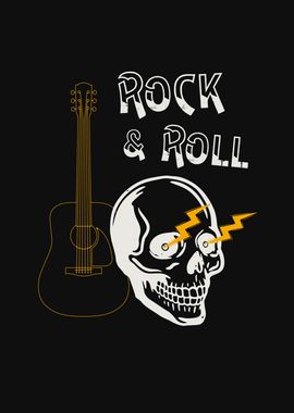 Rock Roll Guitar Skull