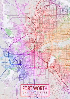 Fort Worth Map Colorful