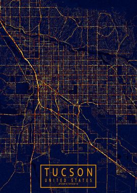 Tucson Map City At Night