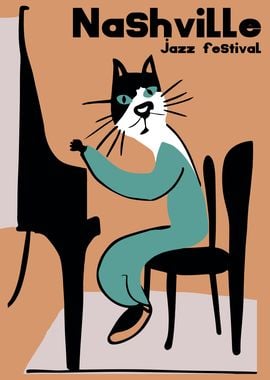 Funny Cat Poster Jazz