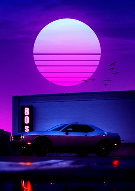 80s synthwave car