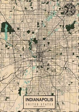 Indianapolis Map Vintage