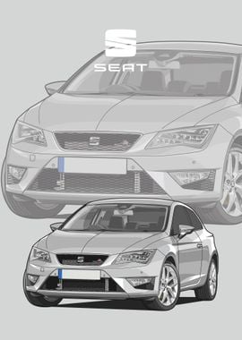 seat leon fr white poster