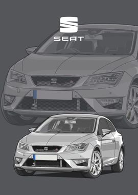 seat leon fr white poster