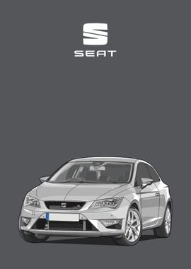 seat leon fr white poster