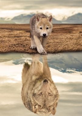 Desert Wolf Reflection