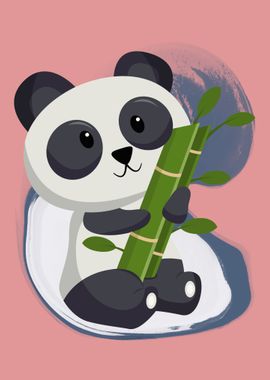 Cute Panda Love Bamboo