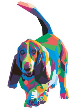 Colorful basset hound dog