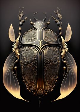 Beetle Golden Art Deco