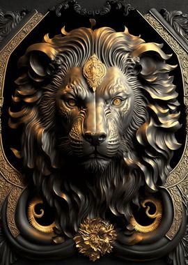 Lion Golden Art Deco