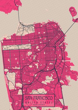 San Francisco Map Blossom