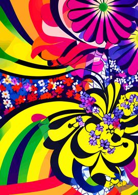 Sixties Groovy Floral Art