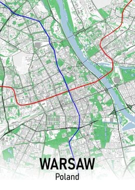 Warsaw City Map Subway