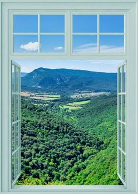 Open window mountains view