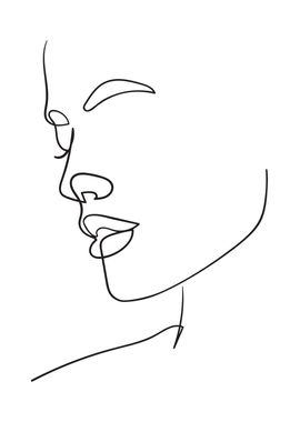 Cute girl face minimal art