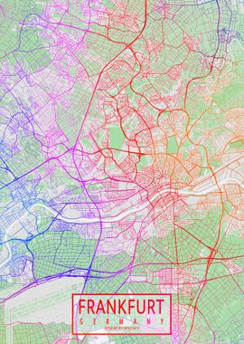 Frankfurt Map Colorful